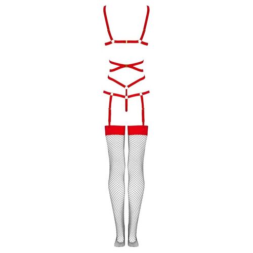 LIVCO CORSETTI FASHION - THIARA LC 20213 SET BODY + MEDIAS ROJA S/M