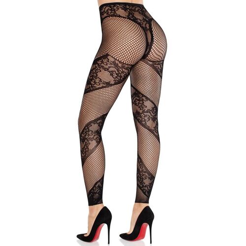 LEG AVENUE - MALLAS SIN PIE DE ENCAJE Y TRANSPARENCIA NEGRO