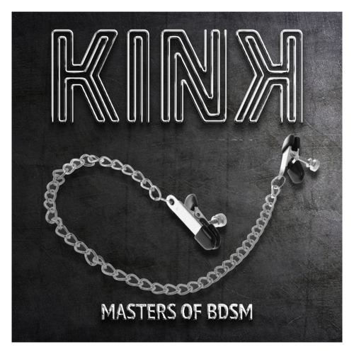 KINK - PINZAS PARA PEZONES PLANAS NEGRO CON CADENA PLATEADO 34 CM