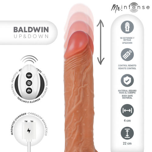 MR INTENSE - BALDWIN REALÍSTICO MULTIFUNCIÓN CON VIBRACIÓN UP AND DOWN CONTROL REMOTO 22 CM -O- 4 CM